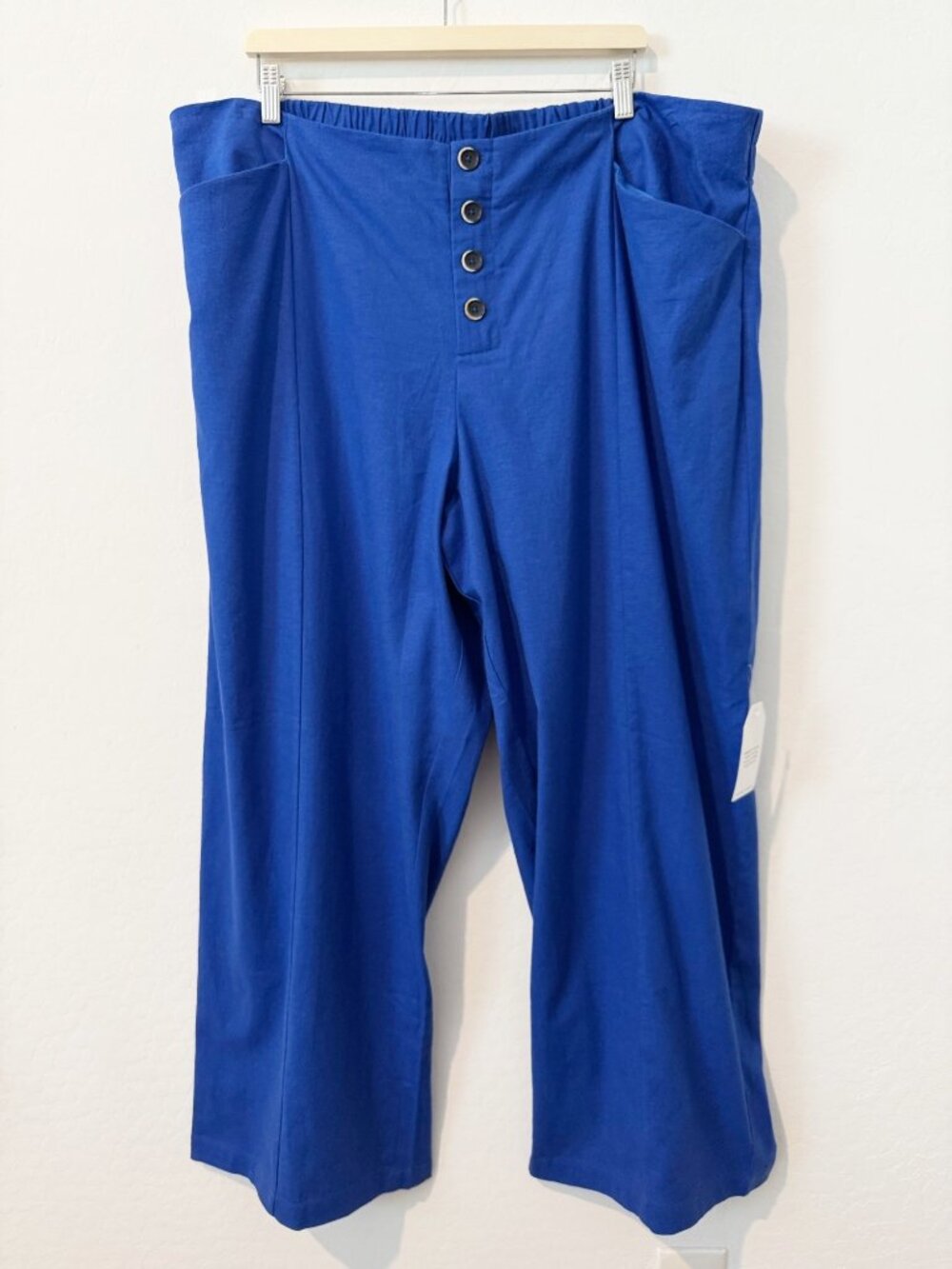 Universal Standard Pants Size Large Blue Linen Blend Wide Leg Coastal Grandma
